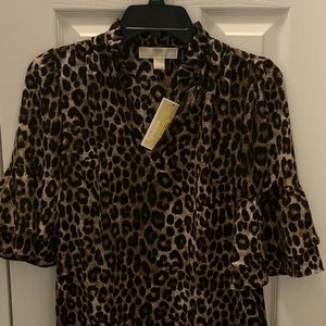 Michael Kors, dark camel leopard colored top